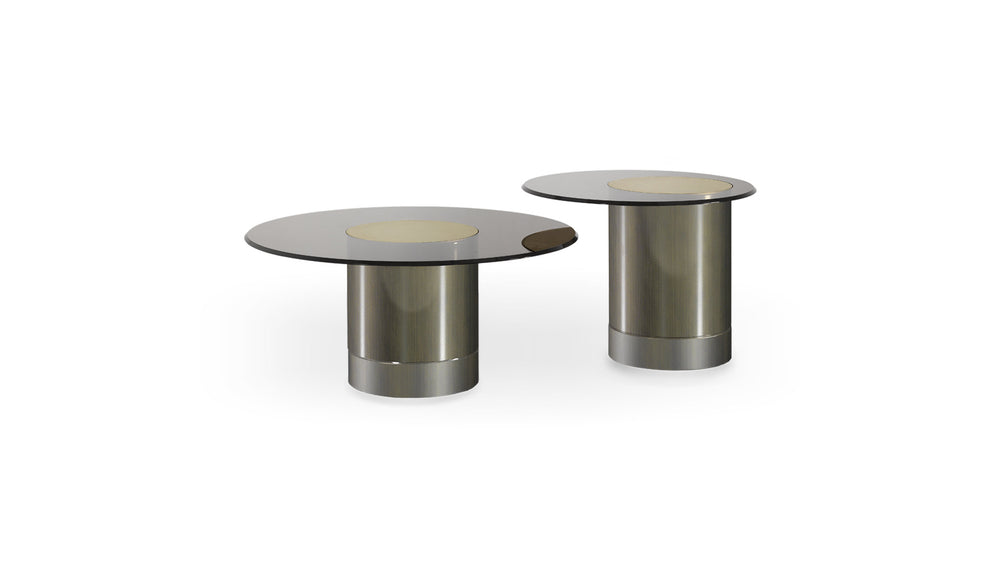 Tau Steel Glass Coffee Table by Reflex Angelo
