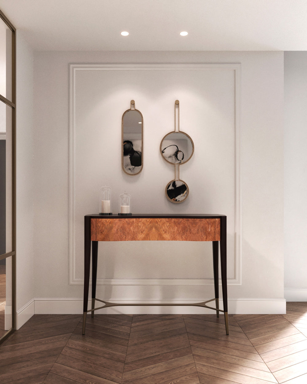 Caleido Console by Bianchini Atelier, Walnut burl, view 2