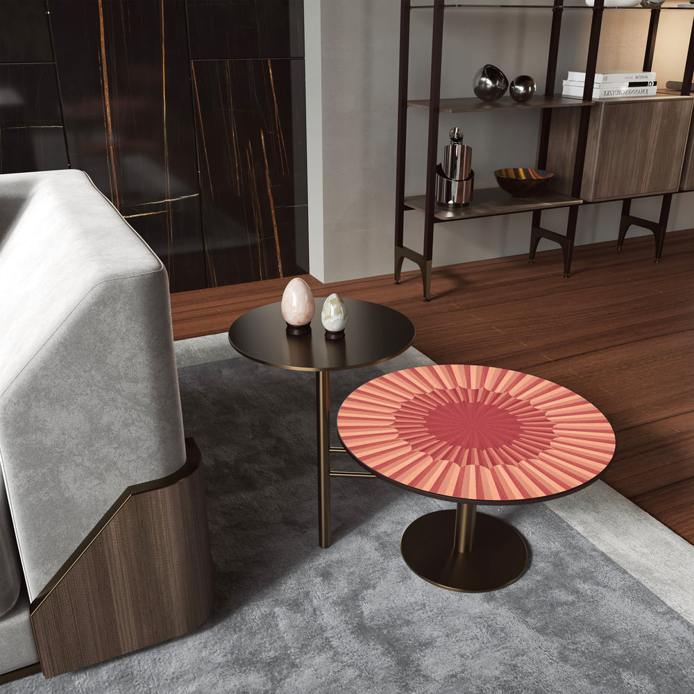 Altobasso Double Side Table by Bianchini Atelier, Red inlay, view 2