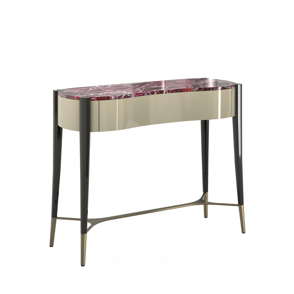 Caleido Console by Bianchini Atelier, Lacquer & Rosso Levanto marble