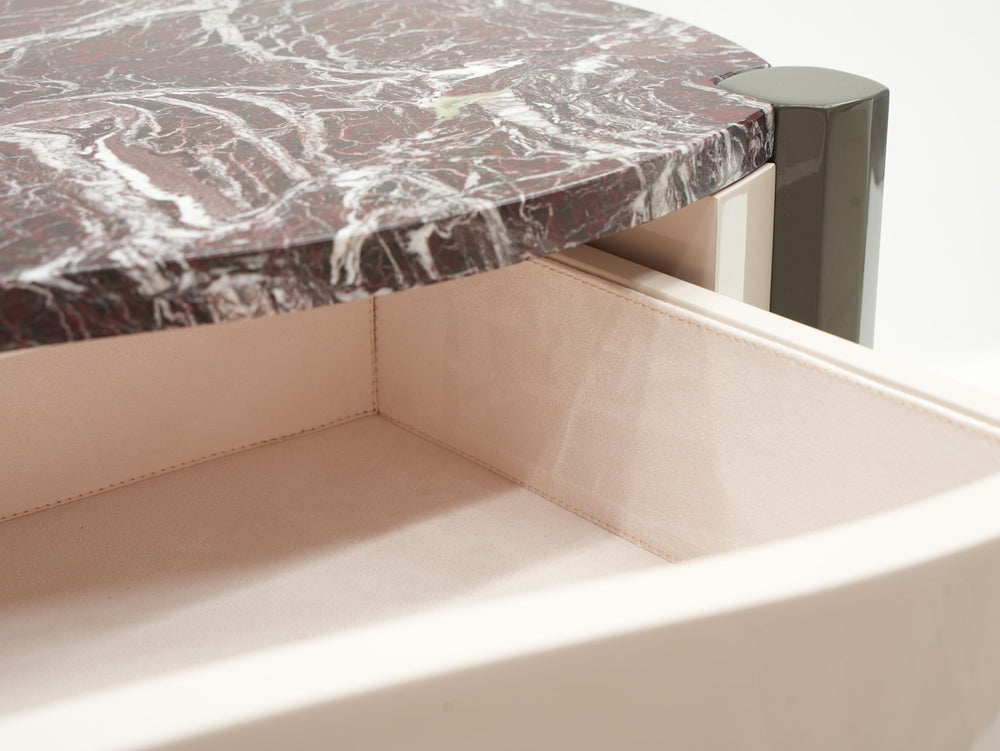 Caleido Console by Bianchini Atelier, Lacquer & Rosso Levanto marble, view 4