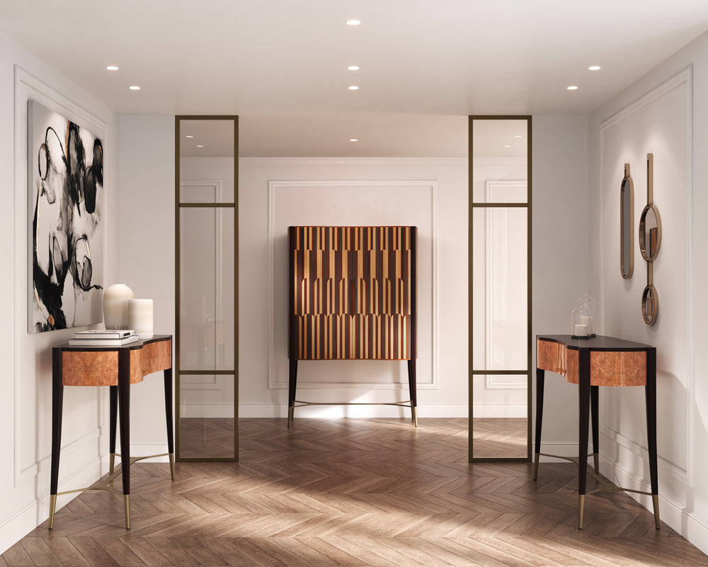 Caleido Bar Cabinet by Bianchini Atelier, Natural wood inlay, view 2