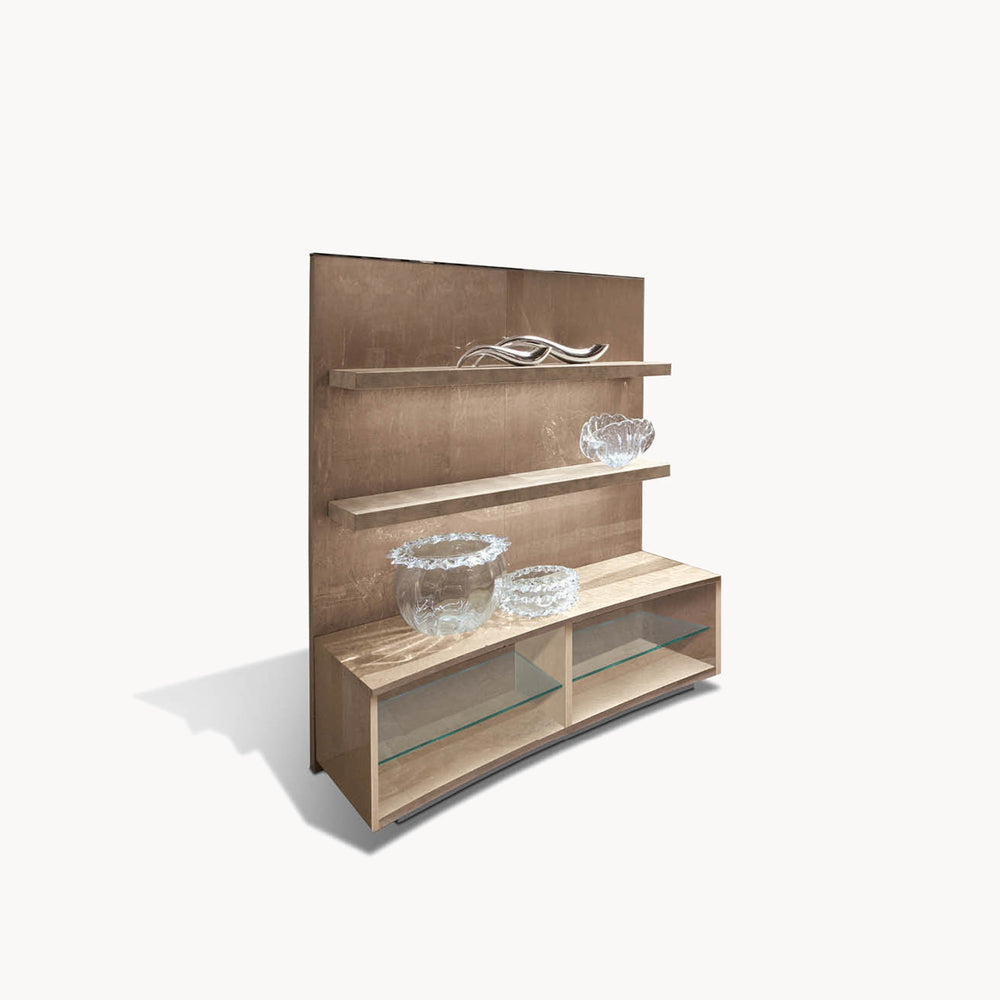 Sunrise Tv Unit With Leather Shelves — front view