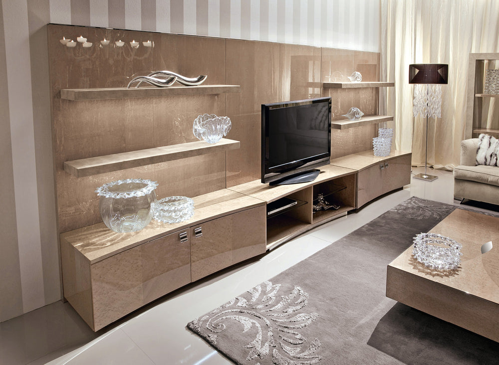 Sunrise Tv Unit With Leather Shelves — view 2