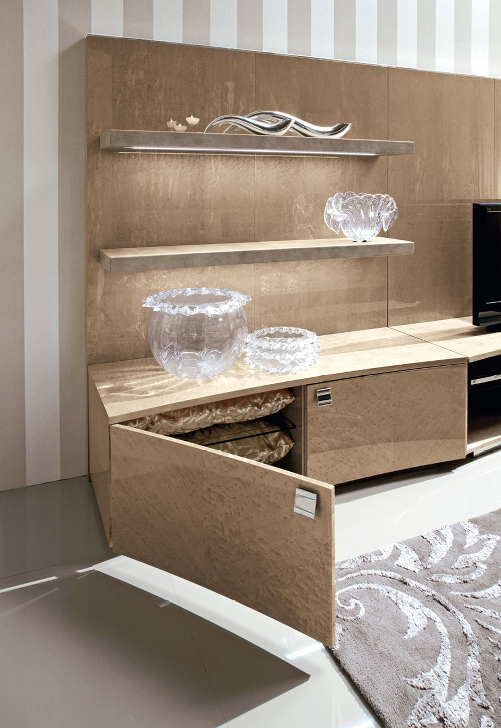 Sunrise Tv Unit With Leather Shelves — view 3