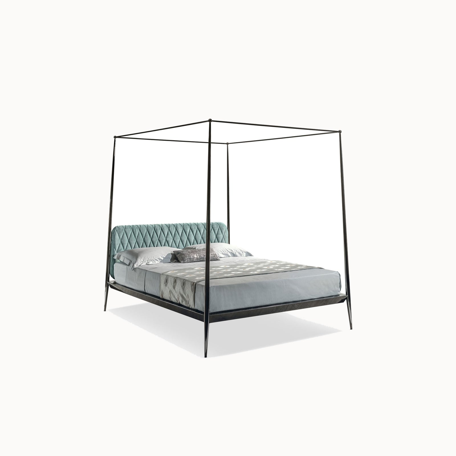 Urbino Upholstered Headboard Canopy Bed — front view