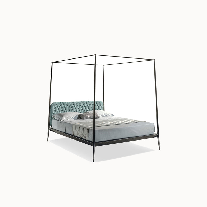 Urbino Upholstered Headboard Canopy Bed — front view